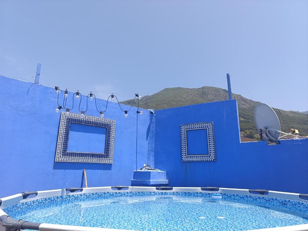 Rooftop pool and mountain view